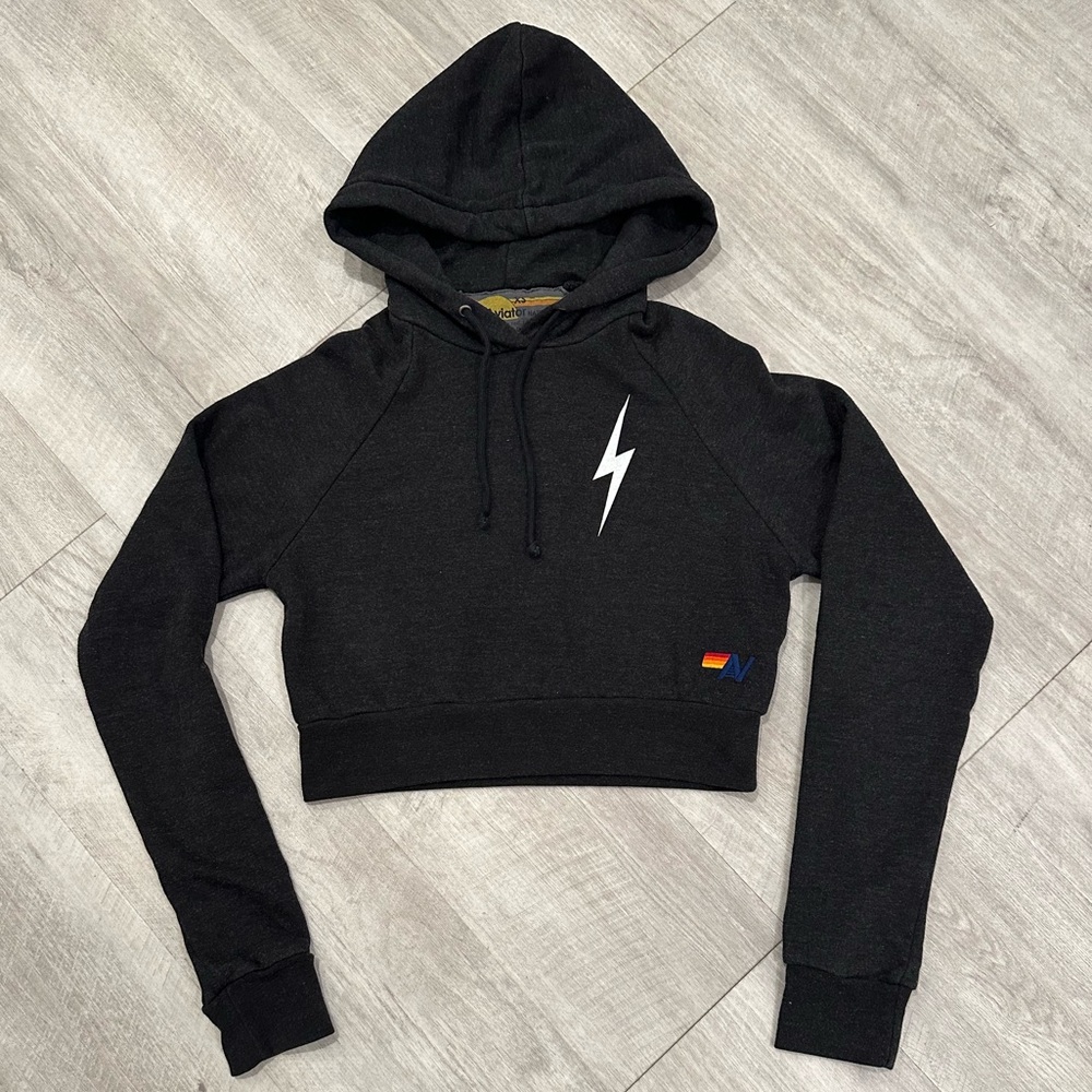 LIKE NEW Aviator Nation Bolt Crop Hoodie